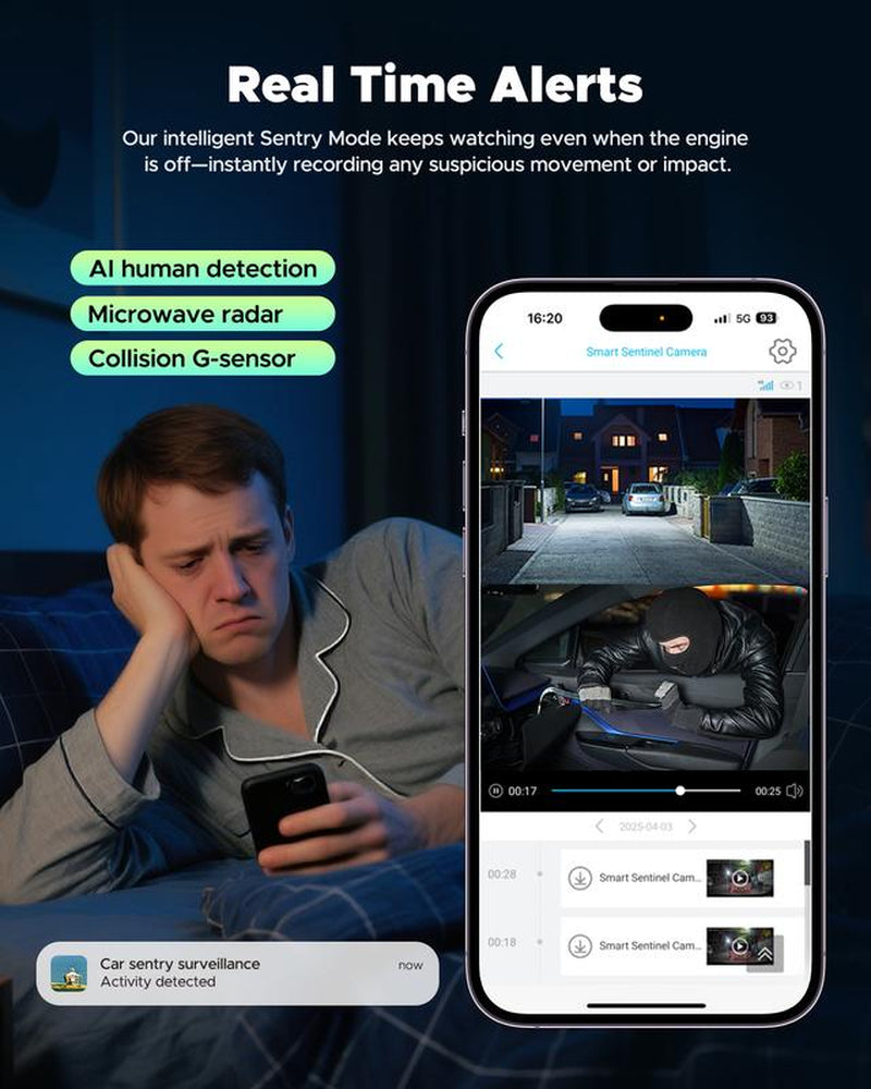 LAMTTO 4G LTE Security Camera- Real-Time Remote Viewing on Phone, Human & Radar Detection, 24/7 Live GPS Tracking & Dual-Channel with Rear Camera IR Night Vision,Obd Powered with Built-In SIM (AT&T) Outdoorfun