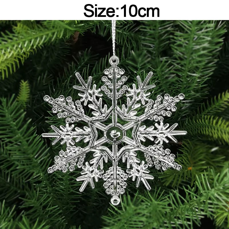 5Pcs Christmas Home Decorations Crystal Acrylic Ornaments Snowflake Elk Xmas Tree Hanging Pendants Navidad 2025 New Year Gift