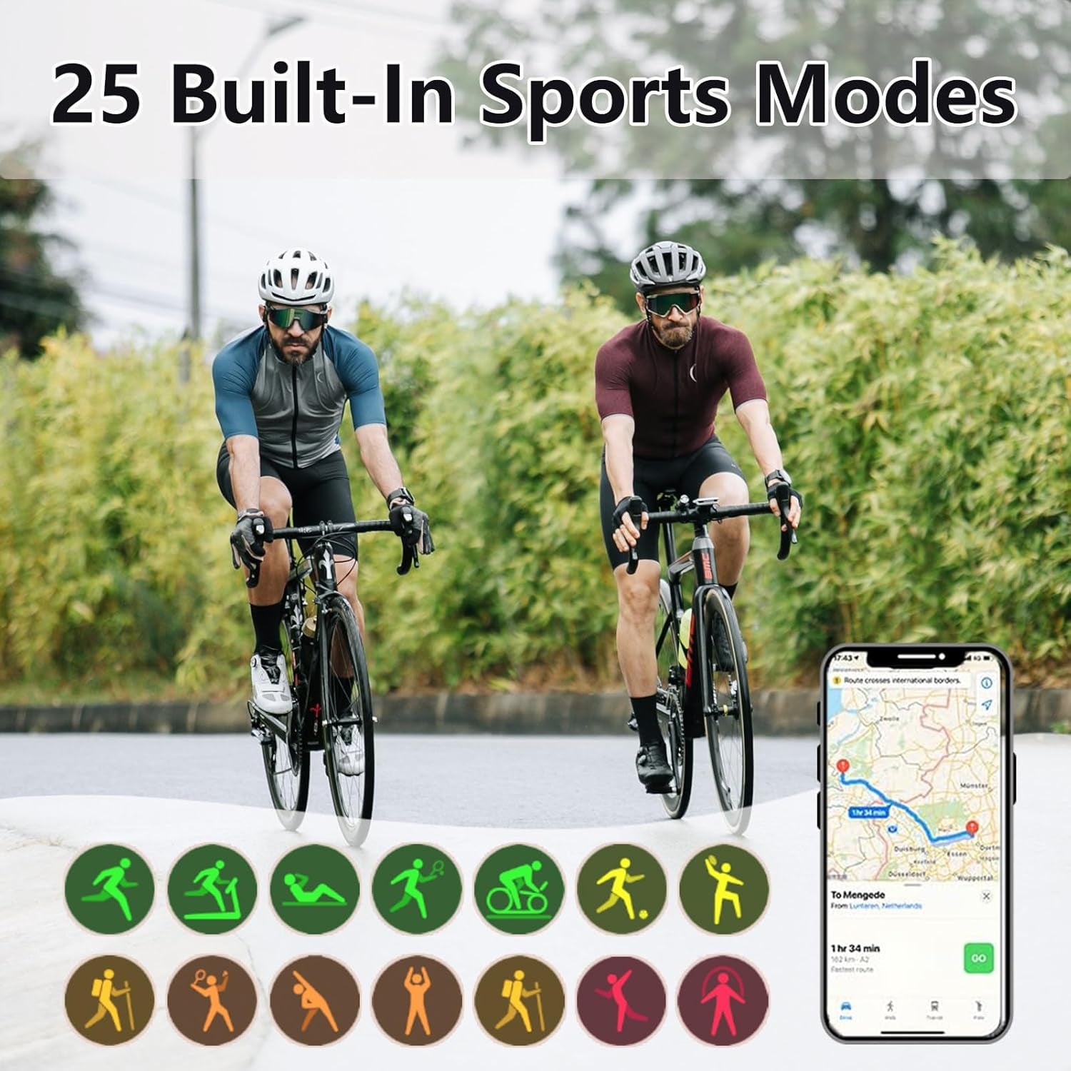 Advanced Fitness Tracker with Heart Rate Monitoring, 1.1" AMOLED Display, Activity Tracking, Pedometer, Sports Bracelet with Calorie Counting and Sleep Monitoring, 5ATM Waterproof Design for Men and Women (Gray)