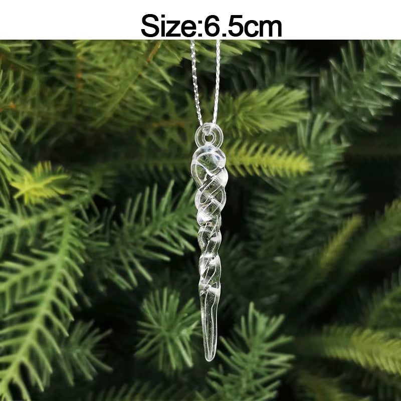 5Pcs Christmas Home Decorations Crystal Acrylic Ornaments Snowflake Elk Xmas Tree Hanging Pendants Navidad 2025 New Year Gift