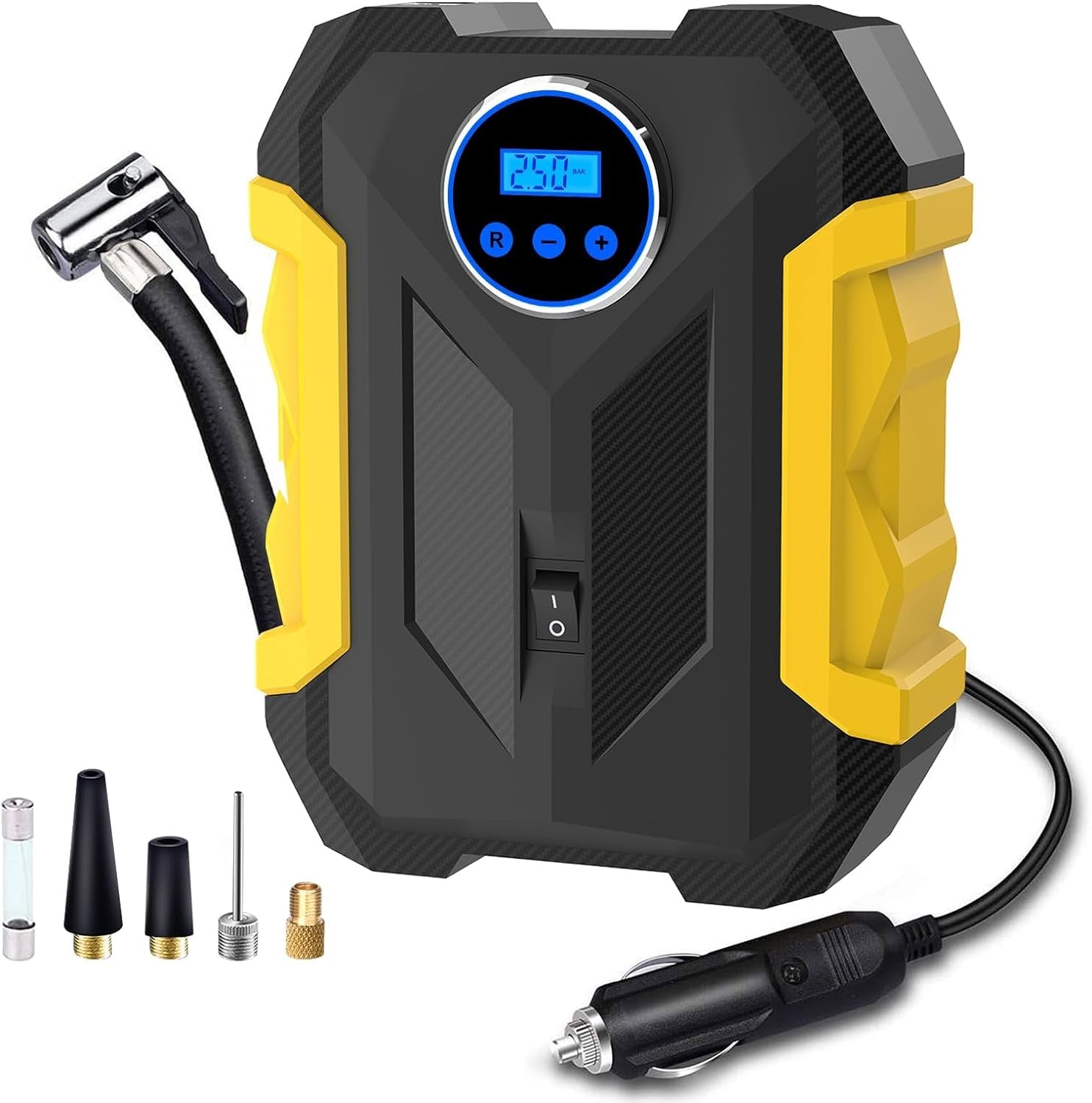 Digital Portable Air Compressor Tire Inflator with LED Light, 12V DC, 150 PSI for Cars, Bicycles, Motorcycles, and Sports Equipment