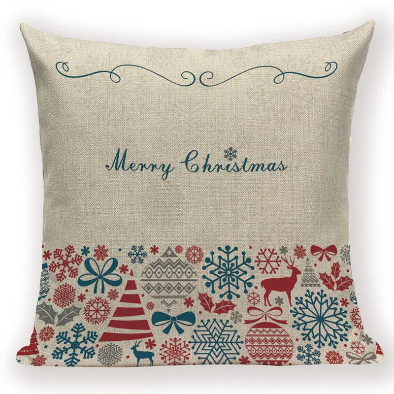 Merry Christmas Cartoon Santa Claus Deer Home Decor Pillows Covers Merry Christmas Gifts for the New Year Adornos De Navidad
