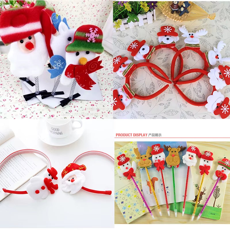 10PCS Merry Christmas Ornament Plush Snowman Accessory Craft New Year DIY Santa Claus Pendants Home Furnishing Tree Decoration