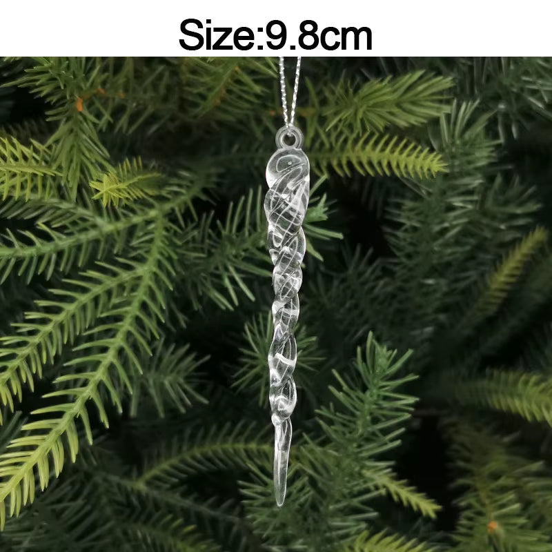 5Pcs Christmas Home Decorations Crystal Acrylic Ornaments Snowflake Elk Xmas Tree Hanging Pendants Navidad 2025 New Year Gift