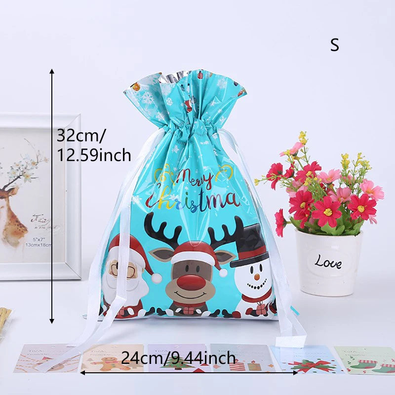 Large Storage Capacity 2022 New Year Christmas Sacks Reusable Drawstring Wrap Present Gift Party Bags Storage Gift Wraping
