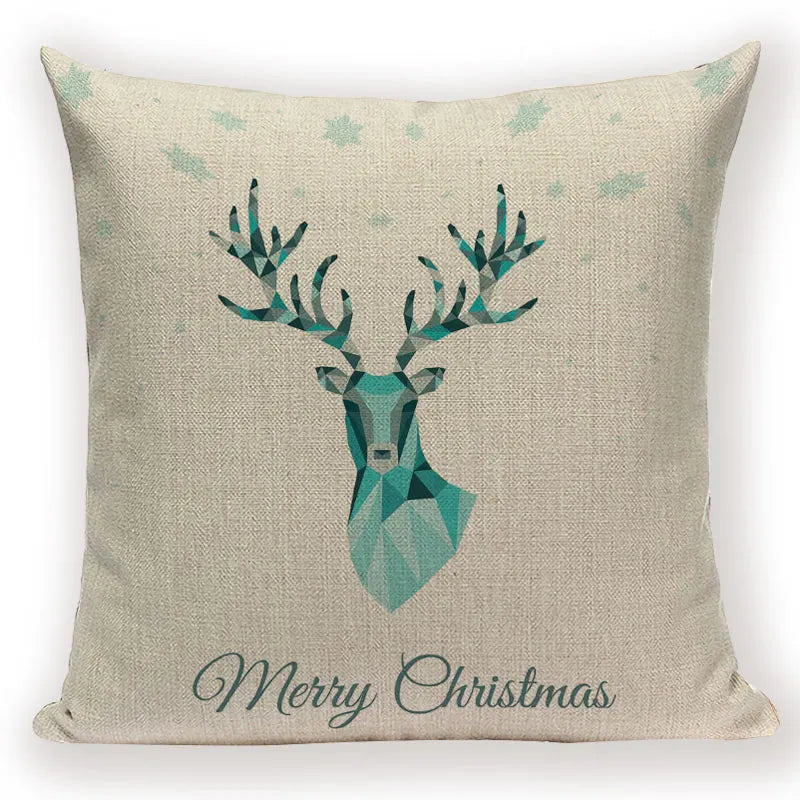 Merry Christmas Cartoon Santa Claus Deer Home Decor Pillows Covers Merry Christmas Gifts for the New Year Adornos De Navidad