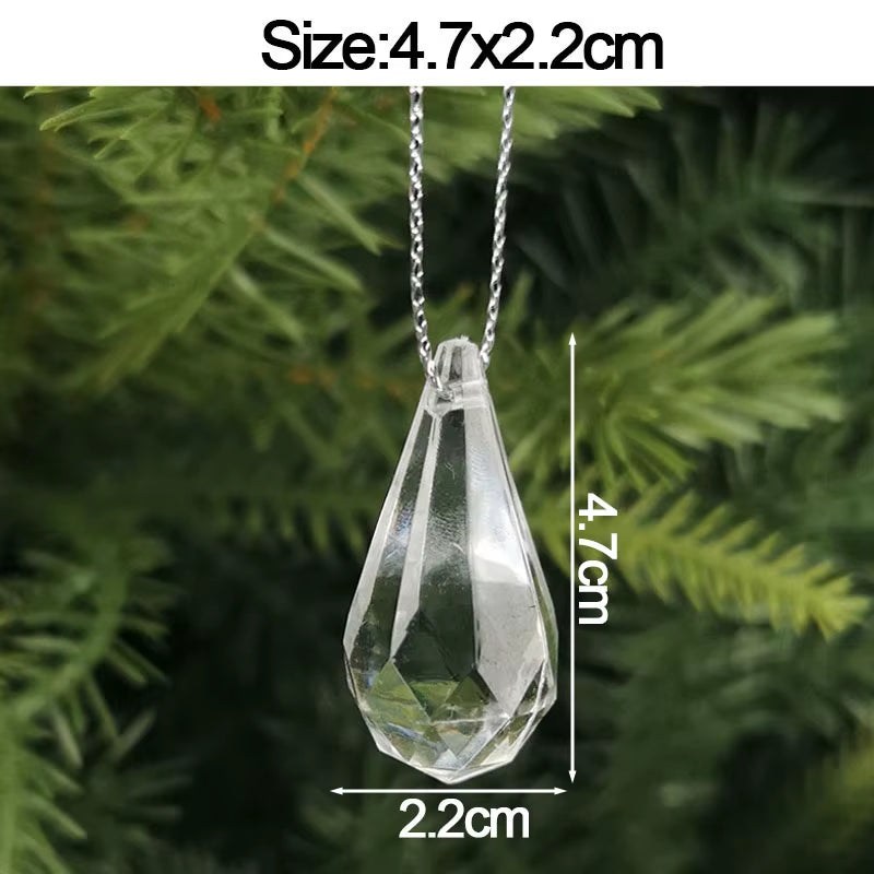 5Pcs Christmas Home Decorations Crystal Acrylic Ornaments Snowflake Elk Xmas Tree Hanging Pendants Navidad 2025 New Year Gift